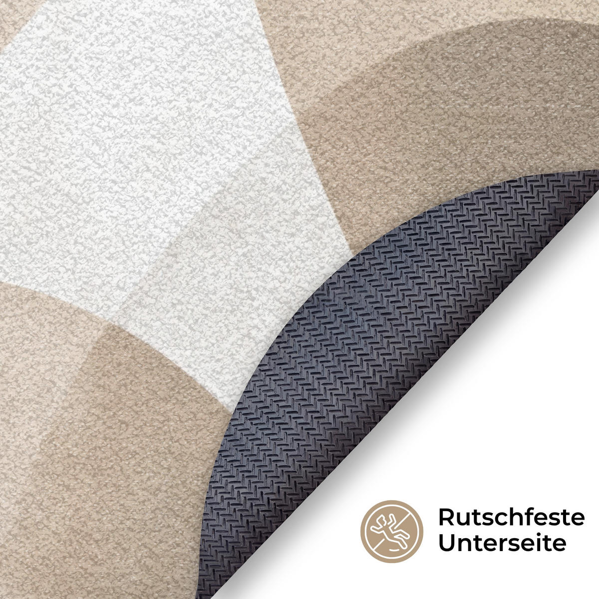 ROHOŽKA Hladké povrchy - Harmonické - Vlnité 90x90 cm - béžová, textil/umělá hmota (90/0.4cm) - MuchoWow