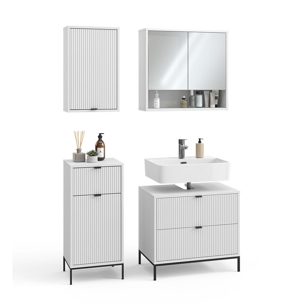 BADMÖBEL-SET Eliza Weiß 4 Teile - Weiß, Holzwerkstoff (70/63/45.1cm) - Vicco