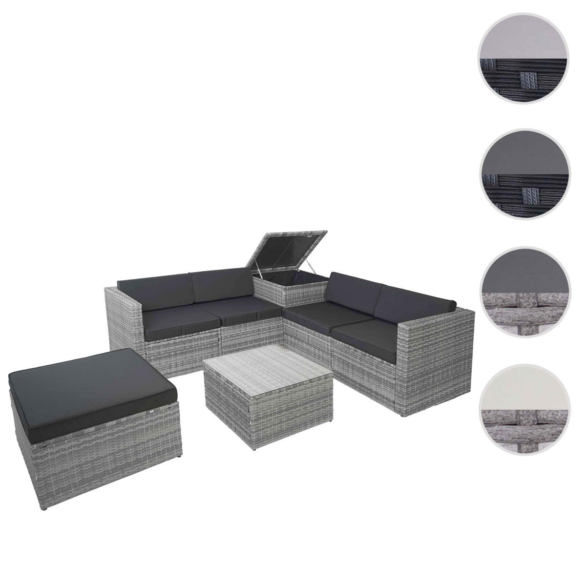 POLY-RATTAN-GARNITUR STAUFACH Grau - Grau, Kunststoff - MCW