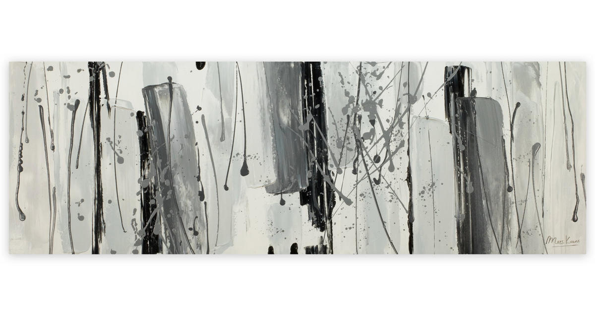 ACRYLBILD HANDGEMALT 150/50 cm - Schwarz/Grau, Holz/Textil (150/50cm) - KUNSTLOFT