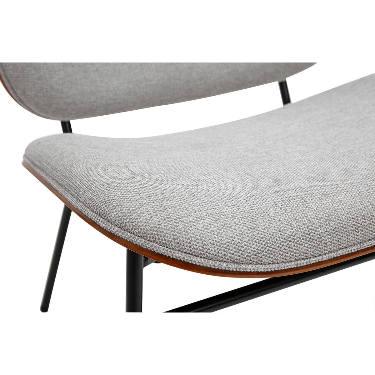 SESSEL Stoff Samt Struktur Grau Metall Schwarz SHELBY - Grau, Textil (67/68/61cm) - Miliboo
