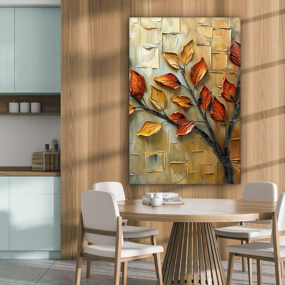 LEINWANDBILD Baum - Abstrakt - Natur - Kunst 90x140 cm - Goldfarben, Textil (90/140cm) - MuchoWow