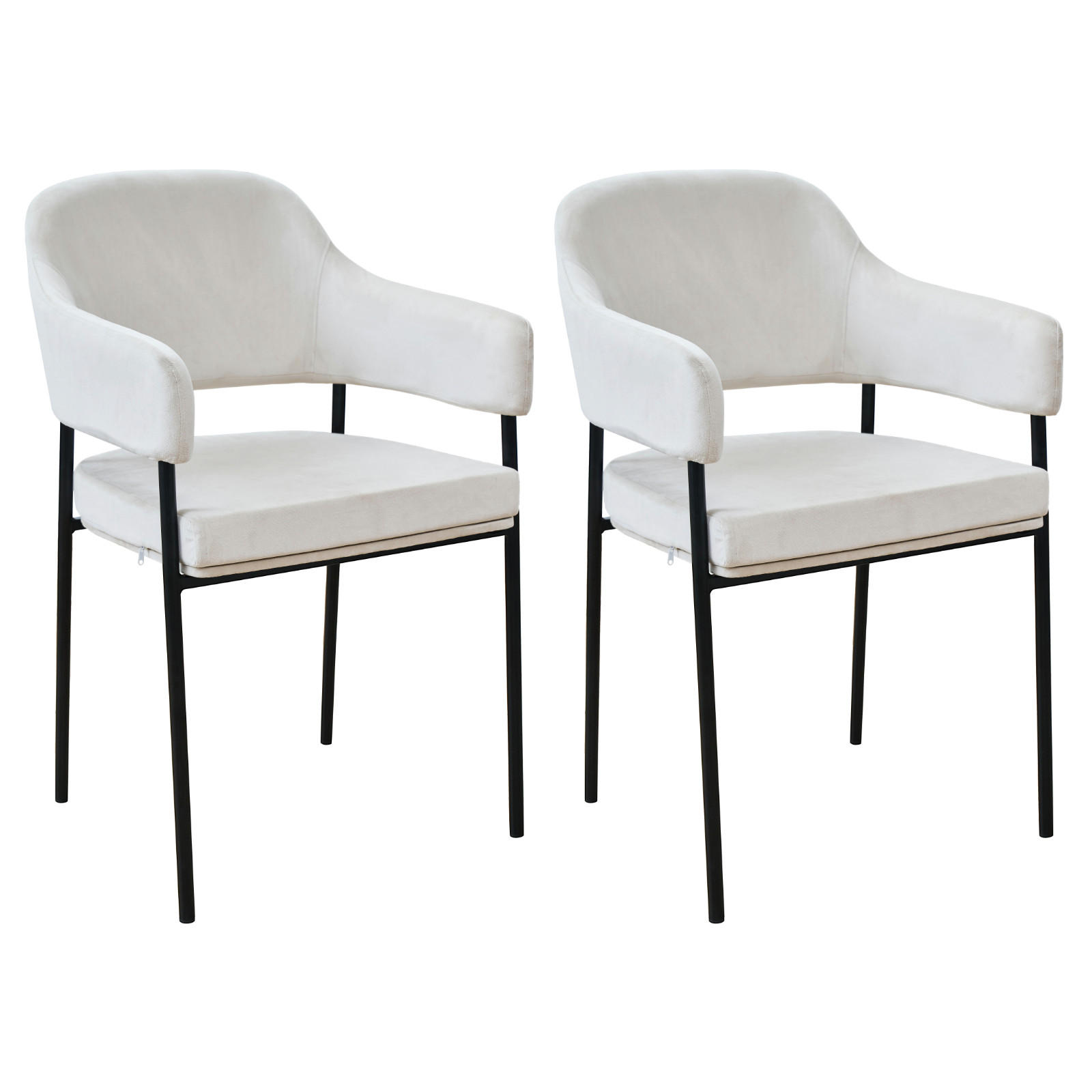 ESSZIMMERSTÜHLE SCARLETT (2er Set) - Creme/Schwarz, Textil/Metall (51/85/53cm) - SVITA