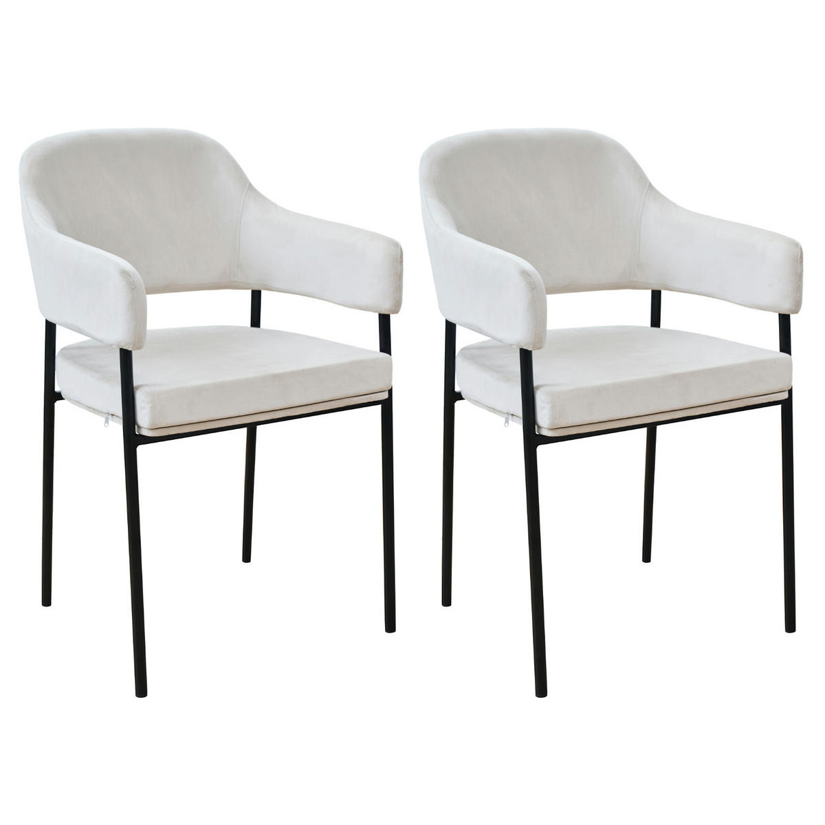 ESSZIMMERSTÜHLE SCARLETT (2er Set) - Creme/Schwarz, Textil/Metall (51/85/53cm) - SVITA