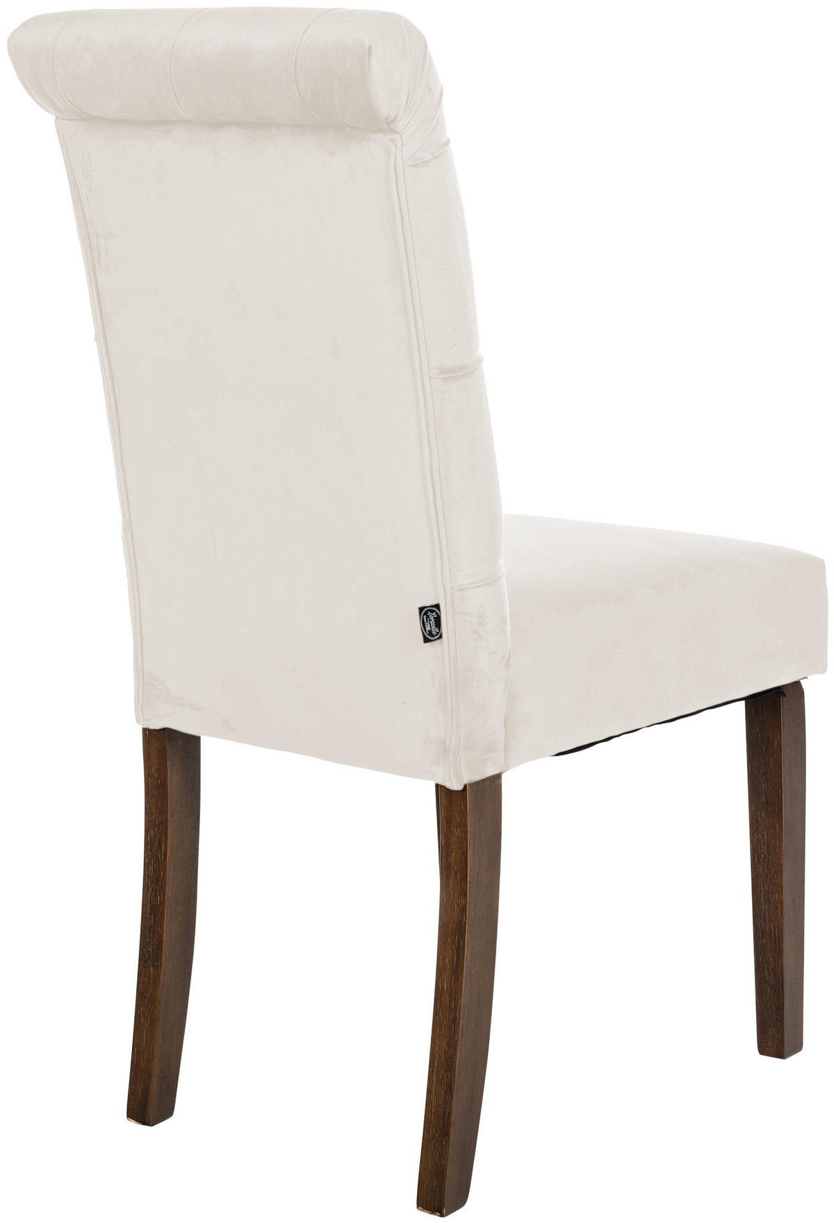 STUHL 2er Set Samt creme - Walnussfarben/Creme, Holz/Textil (45/98/63cm) - CLP