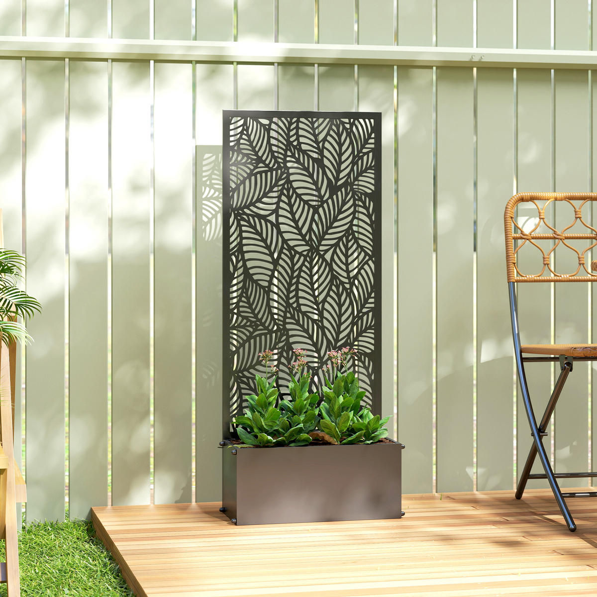 HOCHBEET DE-12320 mit Rankgitter 2-in-1, 45/21,5/110 cm Schwarz - Schwarz, Metall (45/110/21.5cm) - ComfortXL