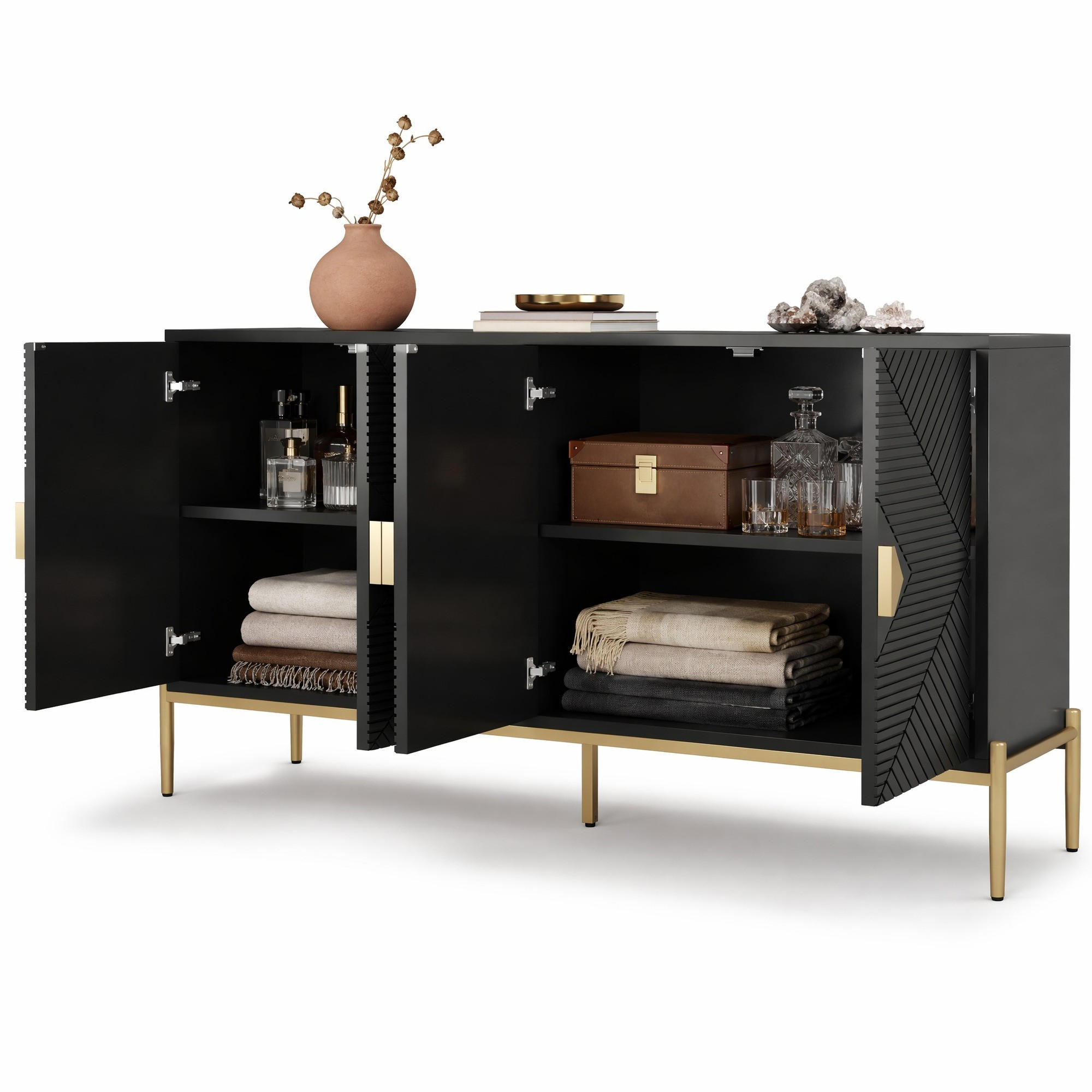 Ivmeu Sideboard Schwarz 162x80x40 cm