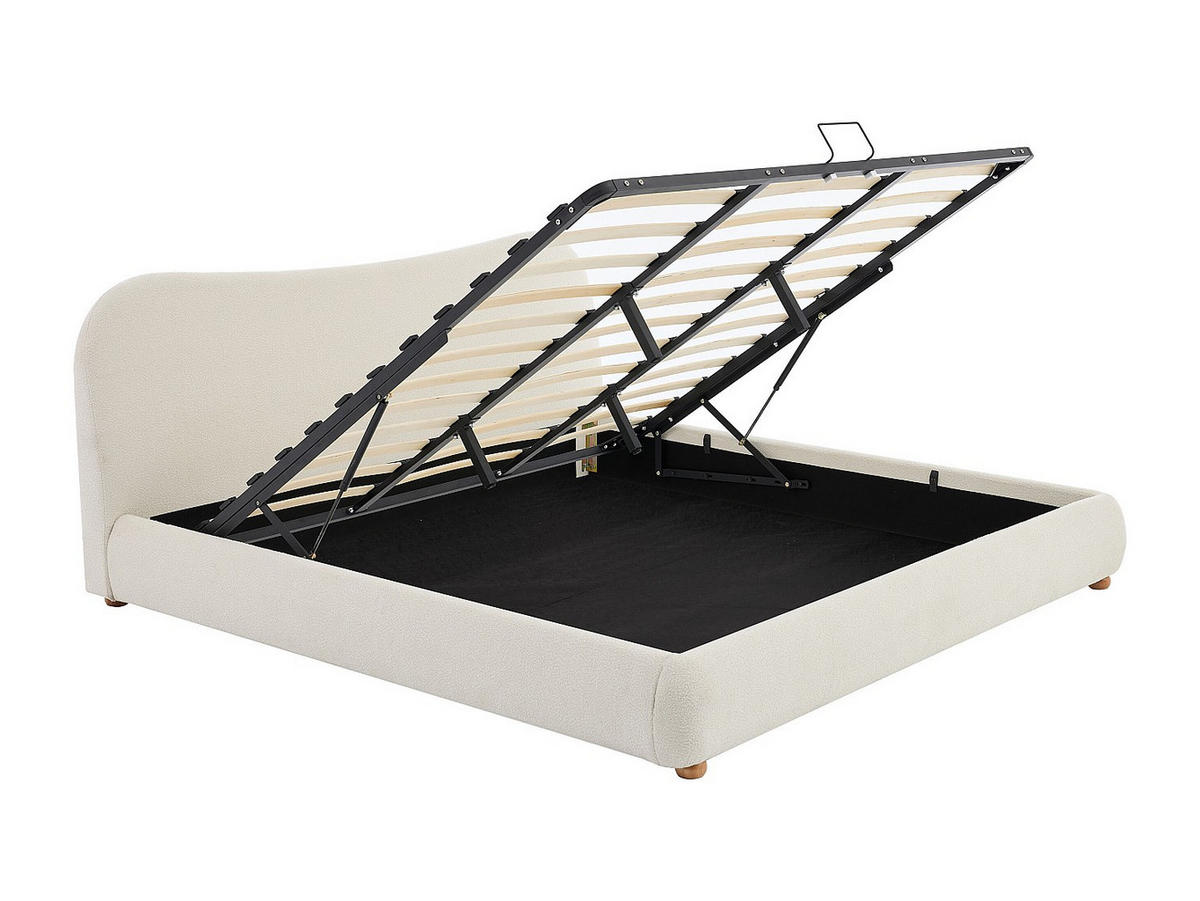 BETT mit Bettkasten - 2 Personen - Stoff - Weiß - Weiß, Textil (180/200cm) - Vente-Unique
