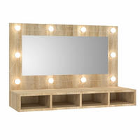 WANDSPIEGEL MIT LED SONOMA-EICHE 90X31,5X62 CM - Sonoma Eiche, Holz (90/62/31.5cm) - vidaXL