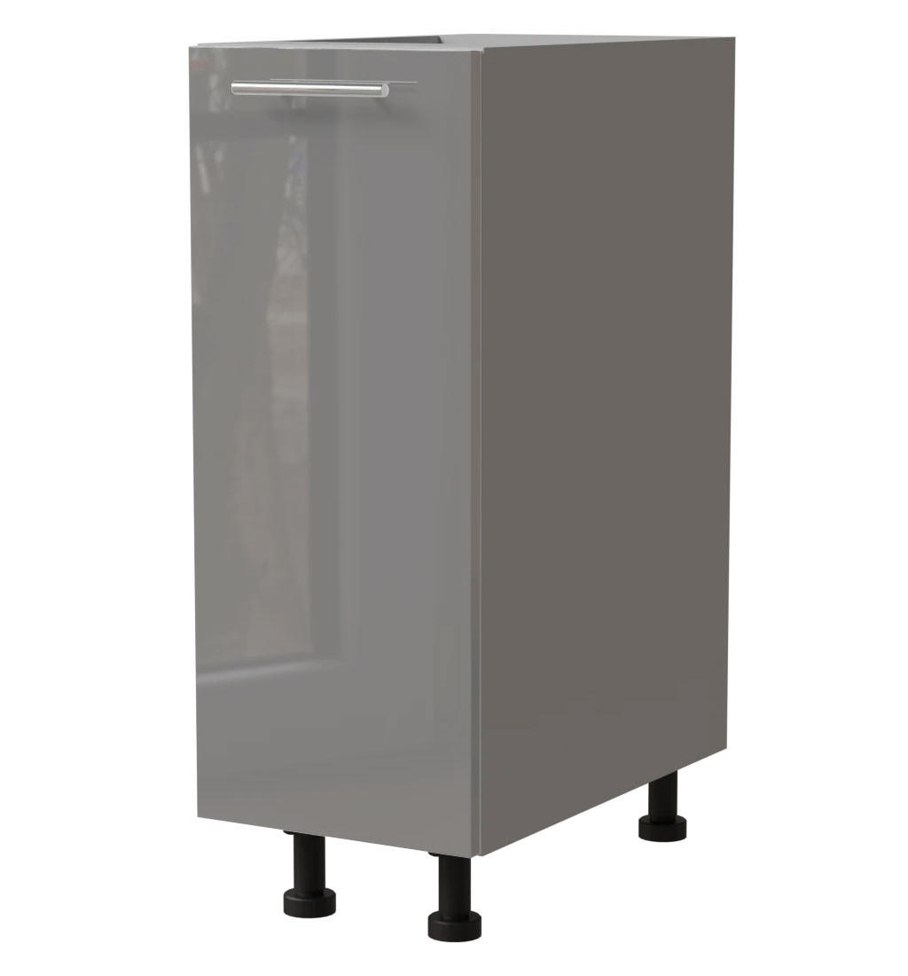KÜCHENUNTERSCHRANK Essen D1D/30 Grau Hochglanz / Grau Matt 30 / 50 / 82cm - Grau, Holz/Holzwerkstoff (30/82/50cm) - Feldmann-Wohnen