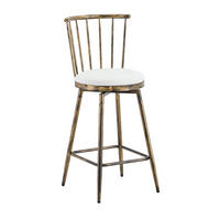 BARHOCKER aus Metall mit gepolstertem Sitz, PU-Bezug und Fußstütze, Braun-Weiß - Braun, Metall (39/96/39cm) - MIVRAY