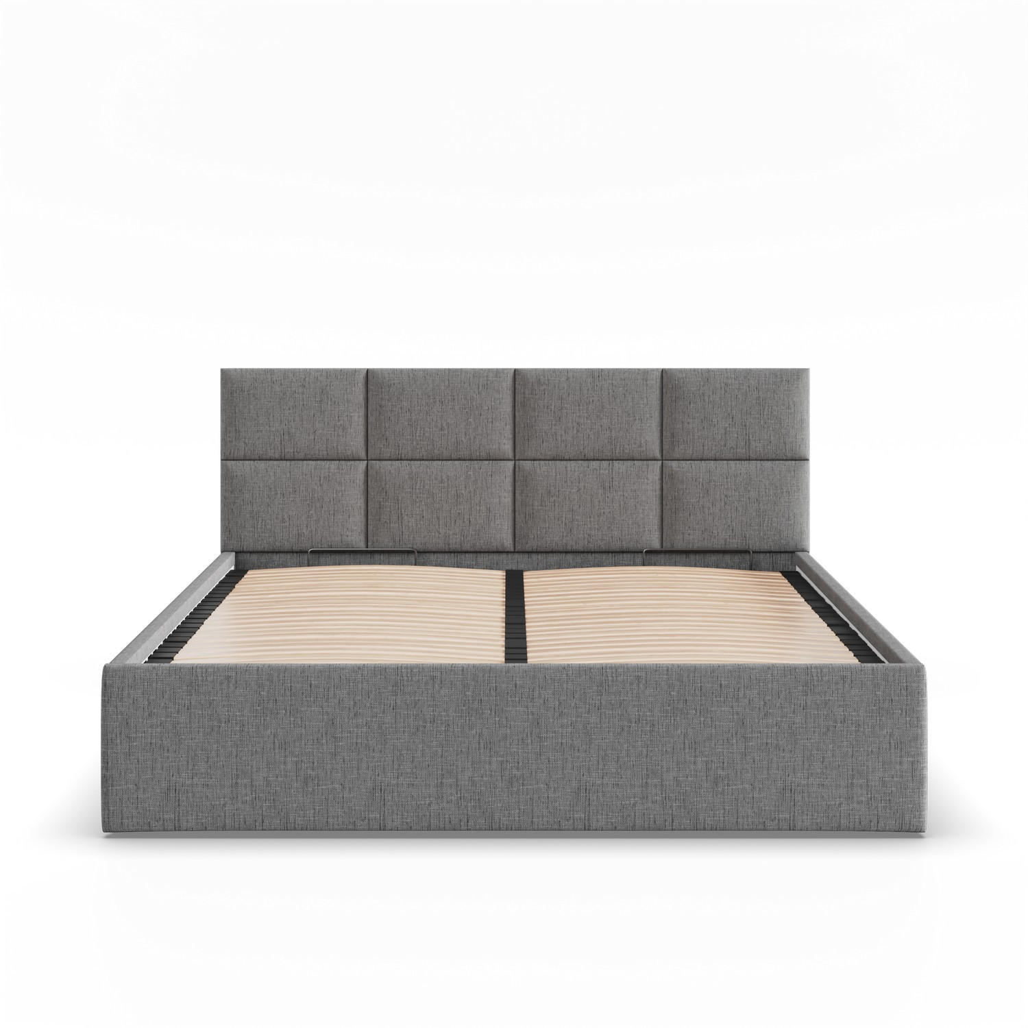 POLSTERBETT MIT KOPFTEIL 140x200 mit Bettkasten BORGO, Grau - Dunkelgrau, Textil (140/200cm) - Mebligo