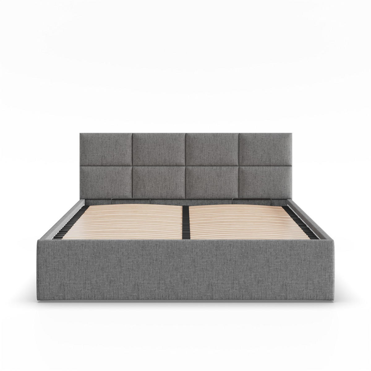 POLSTERBETT MIT KOPFTEIL 180x200 mit Bettkasten BORGO, Grau - Dunkelgrau, Textil (180/200cm) - Mebligo