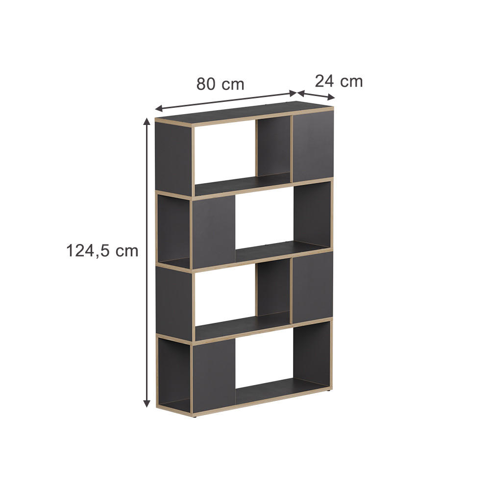 RAUMTEILER Eneos Anthrazit/Eiche 80 x 124.5 cm - Eichefarben/Anthrazit, Holzwerkstoff (80/124.5/24cm) - Vicco