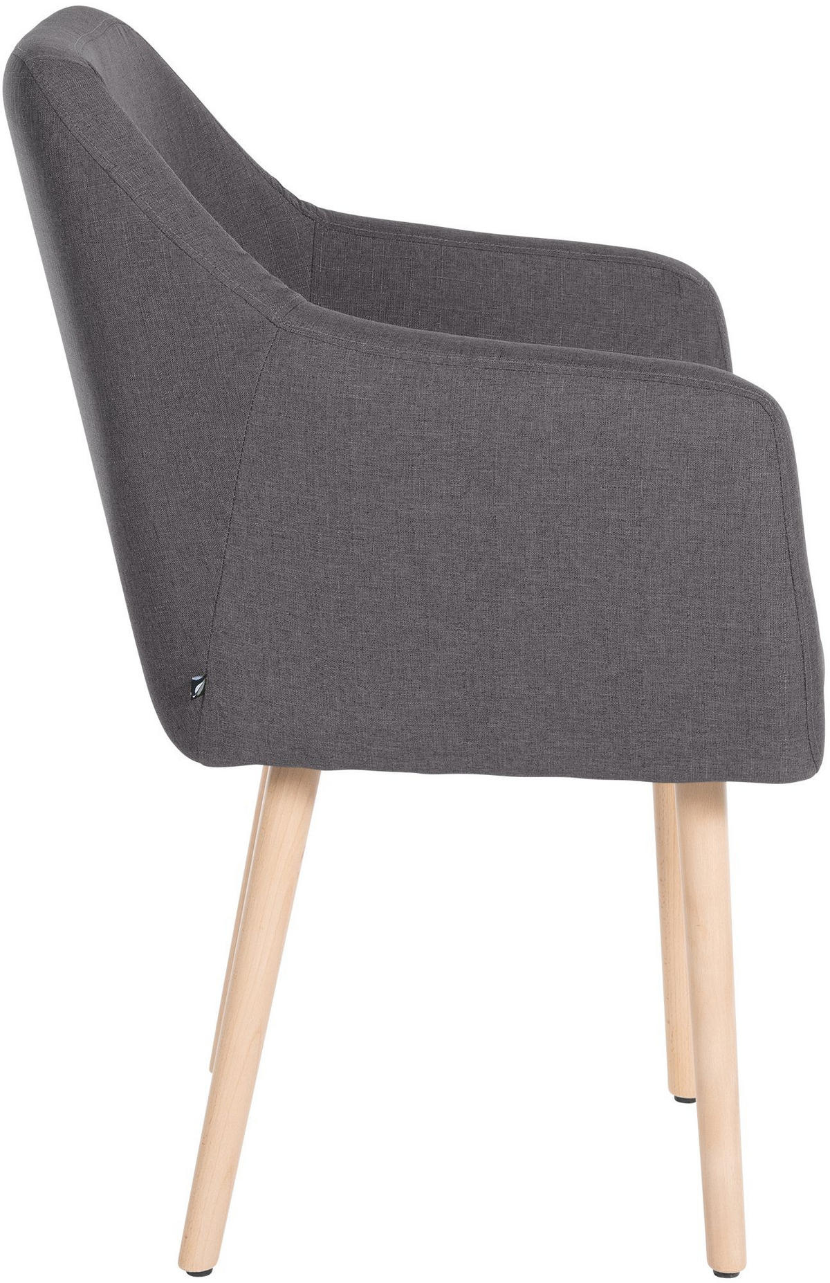ARMLEHNENSTUHL Stoff dunkelgrau - Eukalyptusholzfarben/Dunkelgrau, Holz/Textil (61/88/57.5cm) - CLP