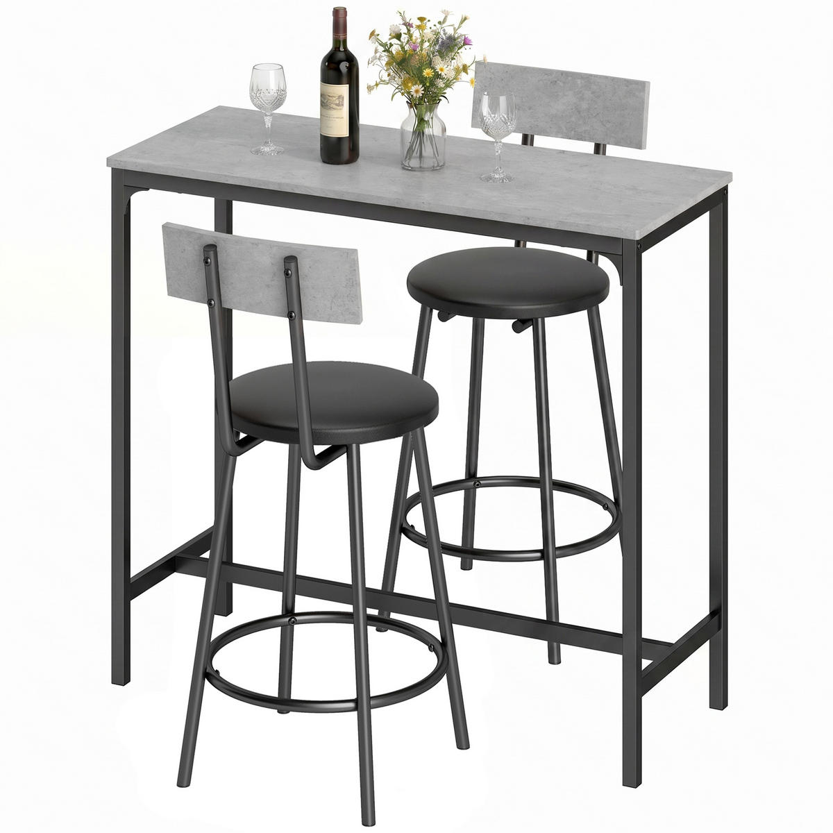BAR-SET Grau 100.0/40.0/90.5cm - Grau, Holzwerkstoff (40/90.5/100cm)