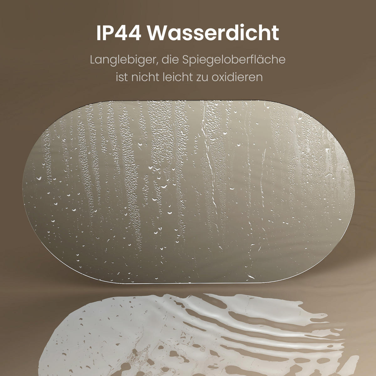 WANDSPIEGEL Vollspiegel-Explosionsschutzfolie Ovale 70/40/1 cm - Weiß, Glas (40/70/70cm) - EMKE