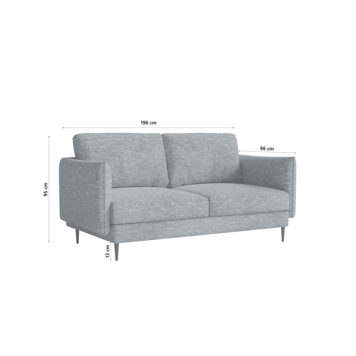 SOFA Koge Ohne Schlaffunktion, Grau - Grau, Textil (196/95/86cm) - Fedve