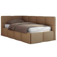 JUGENDBETT ARVO 90/200 - Braun Kunstleder - Multipocket-Matratze - Links Seite - Braun, Textil (90/200cm) - MKS