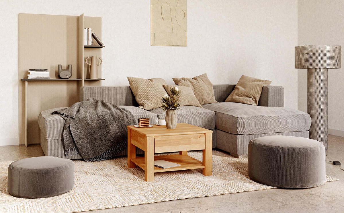 COUCHTISCH Lundvik - Buchefarben, Holz (70/70/45cm) - kiki design