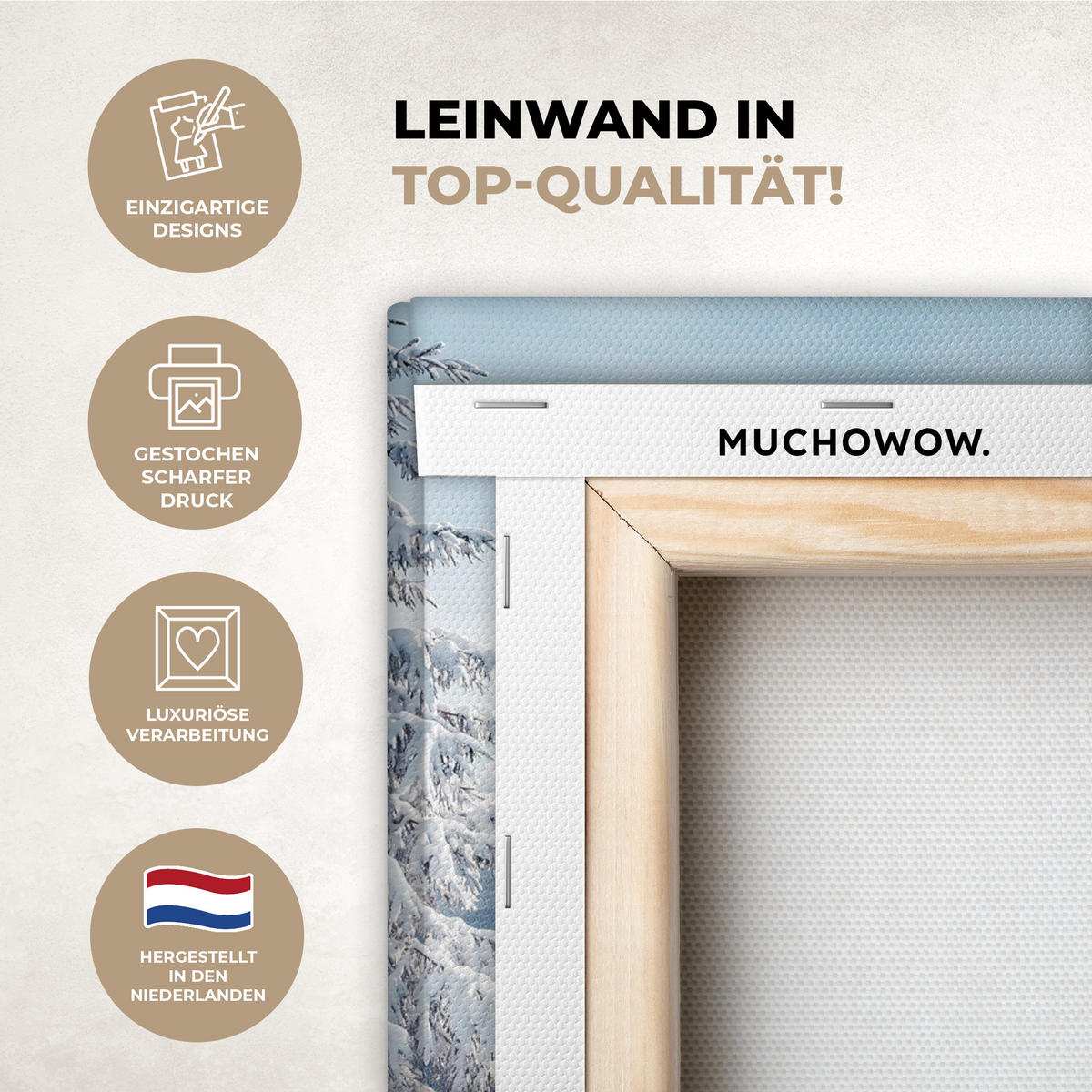 LEINWANDBILD Winterlandschaft - Natur - Berge - Bäume - Schnee Deko Wohnzimmer 20x30 cm - Hellblau, Textil (20/30cm) - MuchoWow