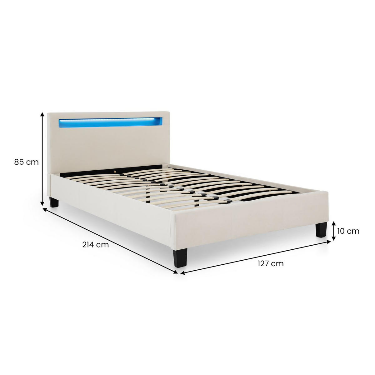 POLSTERBETT LASHIO 120x200 cm cremeweiß - Creme, Textil (120/200cm) - IDIMEX