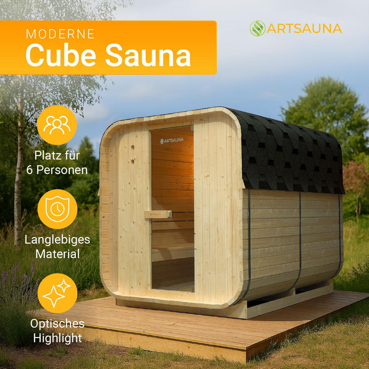 FASSSAUNA Nolvik XL inkl. Zubehör-Set - Naturfarben, Holz (185/194/220cm) - Artsauna