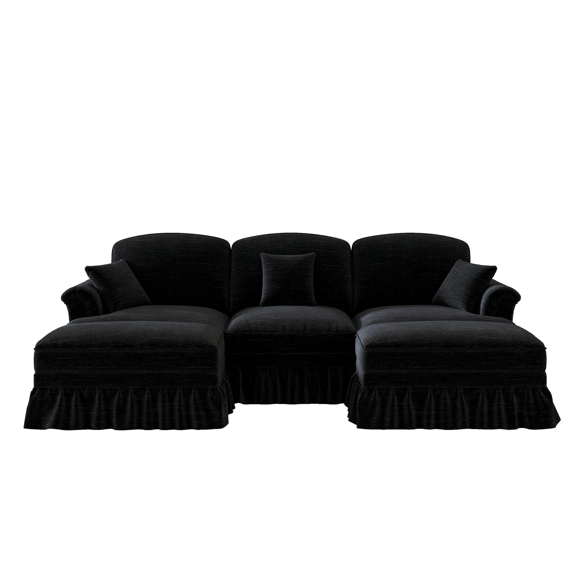 3-SITZER Sofa 272x140x93 cm aus Chenille-Stoff zweifarbig gestaltbar, schwarz - Schwarz, Textil (140/93/272cm)