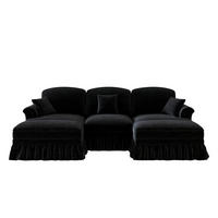 3-SITZER Sofa 272x140x93 cm aus Chenille-Stoff zweifarbig gestaltbar, schwarz - Schwarz, Textil (140/93/272cm)