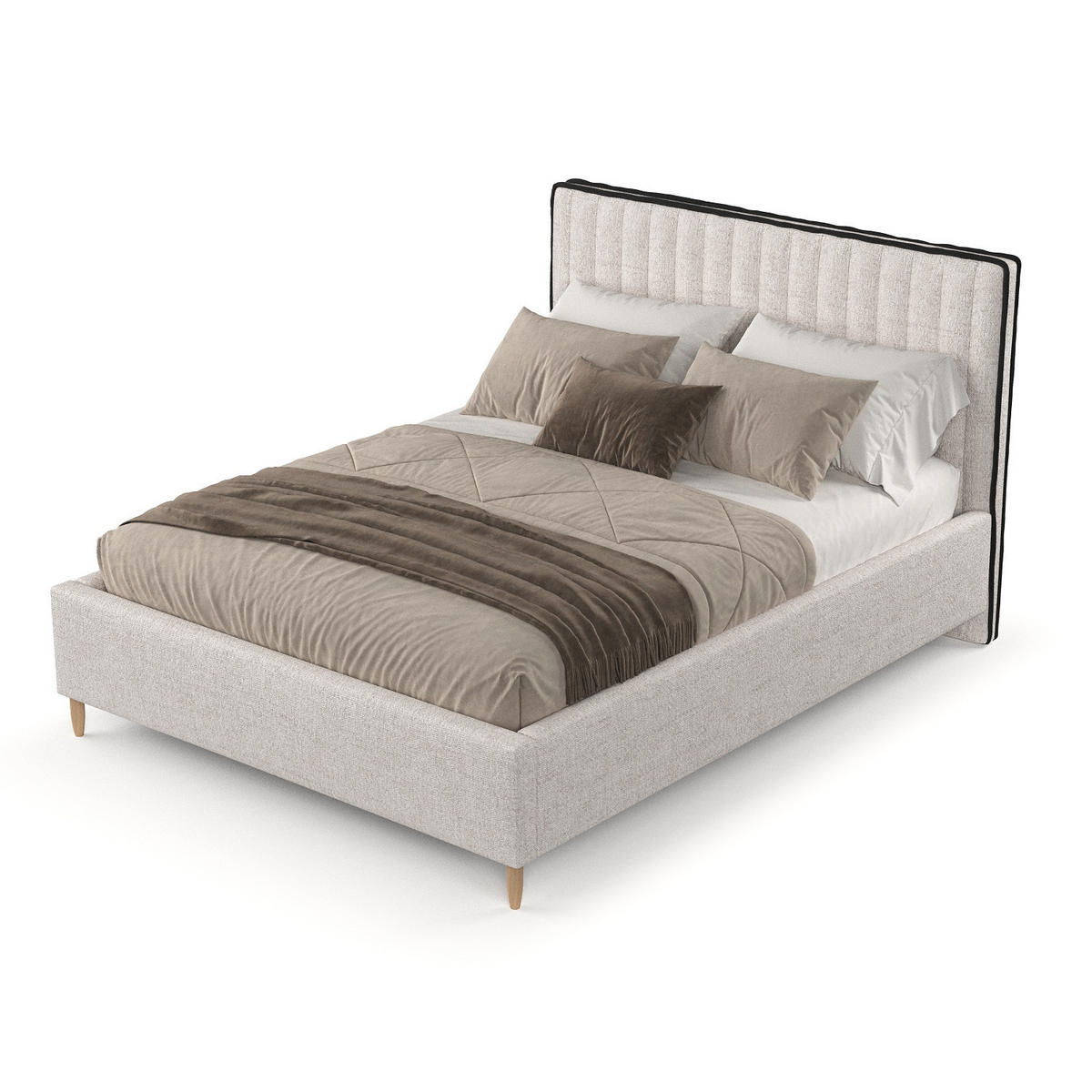 POLSTERBETT Aria 160/200 cm Hellbeige im Neve Stoff - Sandfarben/Naturfarben, Holz/Holzwerkstoff (160/200cm) - AltaBeds