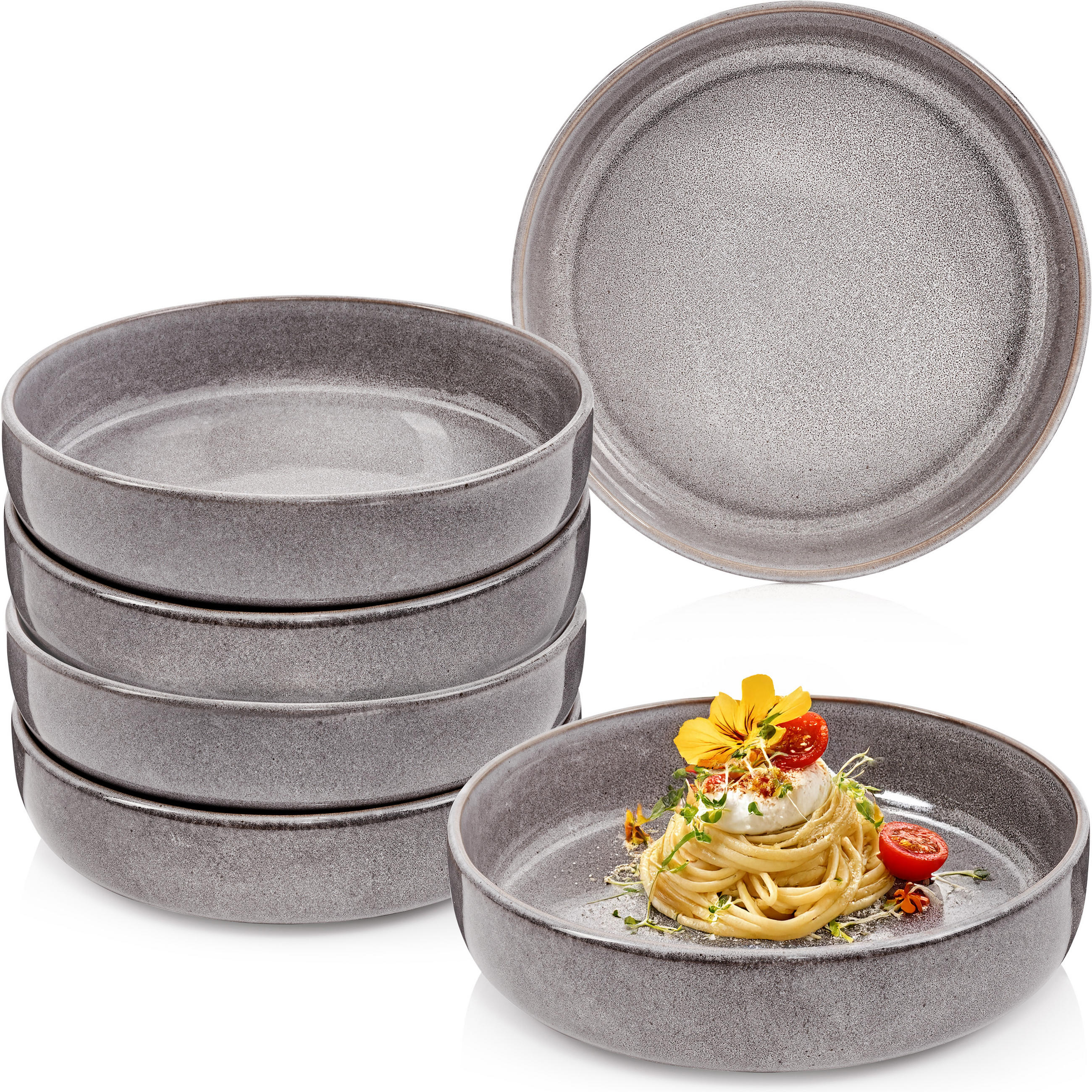 PASTASCHALEN SET KAIRO MONDGRAU - 6 teilig aus Steingut - Dunkelgrau, Keramik (31.5cm) - Sänger