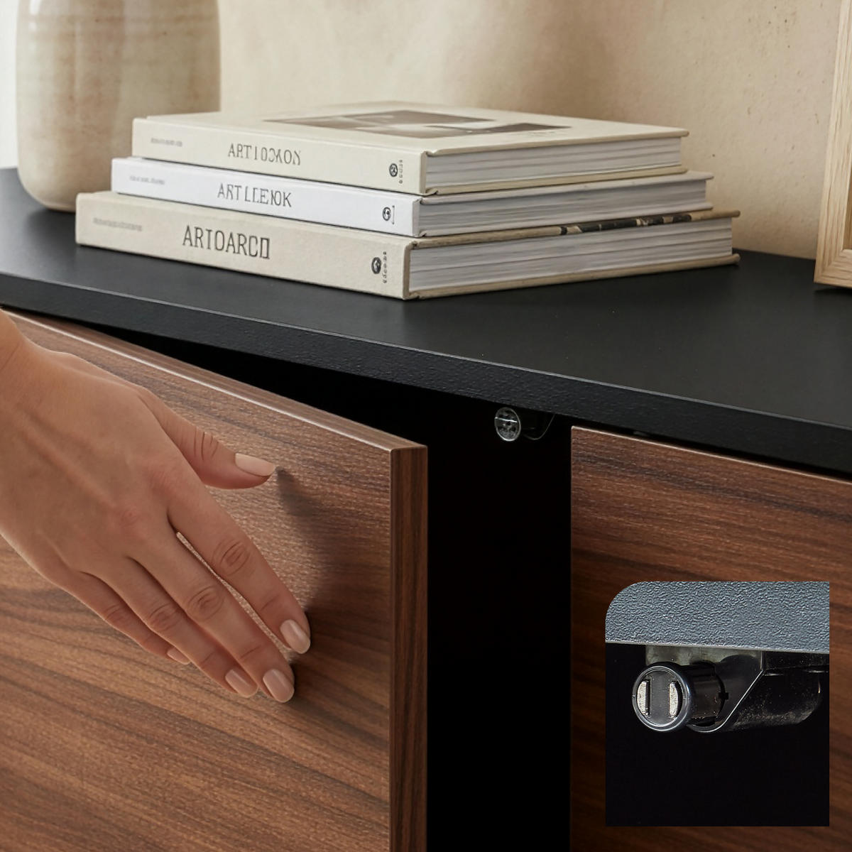 Walnussfarben/Schwarz, Holzwerkstoff/Metall (160/56.5/30cm) - [en.casa]