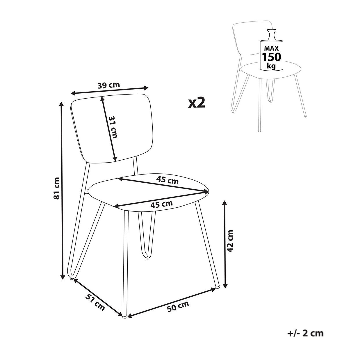 ÉTKEZŐSZÉK 2 darabos Szett Buklé világoszöld Nelko - fekete/zöld, textil (50/81/51cm) - Beliani