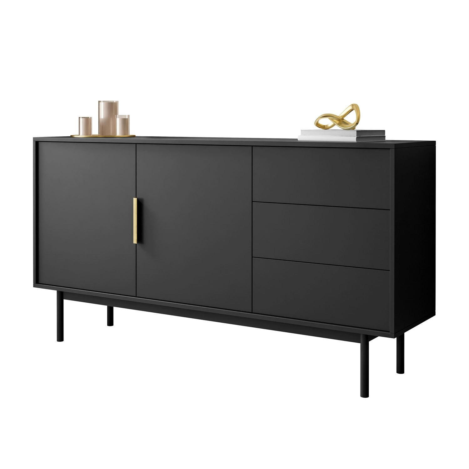 SIDEBOARDS MIRACLE 2D3S mit Schubladen Schwarz - Schwarz, Holzwerkstoff (154/82/39cm) - Lookway