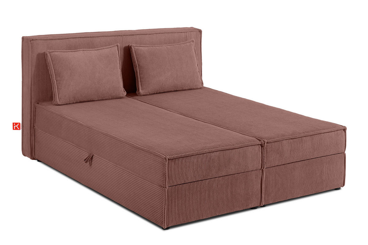 BOXSPRINGBETT ROTI mit Stauraum, rosa - Schwarz/Rosa, Holz/Holzwerkstoff (140/200cm) - KONSIMO®