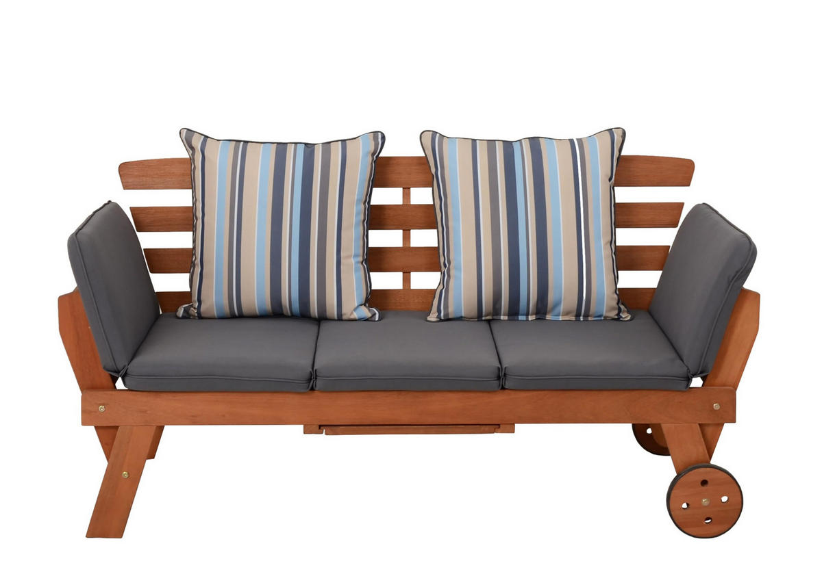 GARTENBANK Lorena inkl. Auflage Terrassenbank - Braun, Holz (68/77.5/190cm) - DELUKE