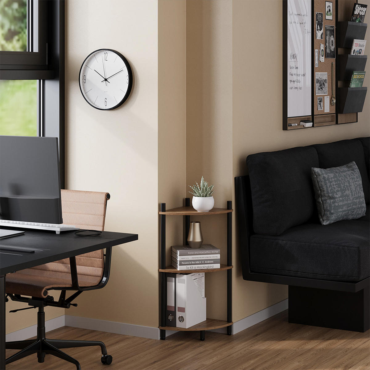 ROHOVÁ POLICE Bivio Zlatý dub power/antracit - medově dubová, kompozitní dřevo (29/72/29cm) - Vicco