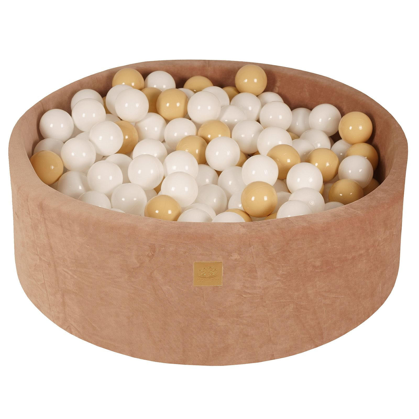 BÄLLEBAD für Kinder, Samt, Beige - Beige/Creme, Textil (90/90/30cm) - MeowBaby