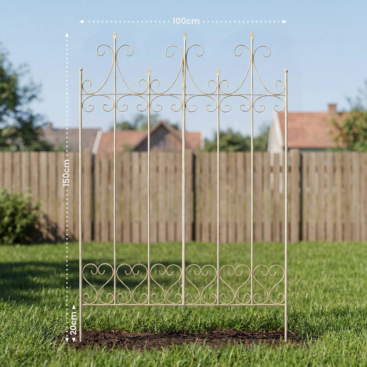 RANKGITTER Kalle 100x2x150cm Metall Antik-Creme Rankhilfe - Creme, Metall (100/150/2cm) - DELUKE
