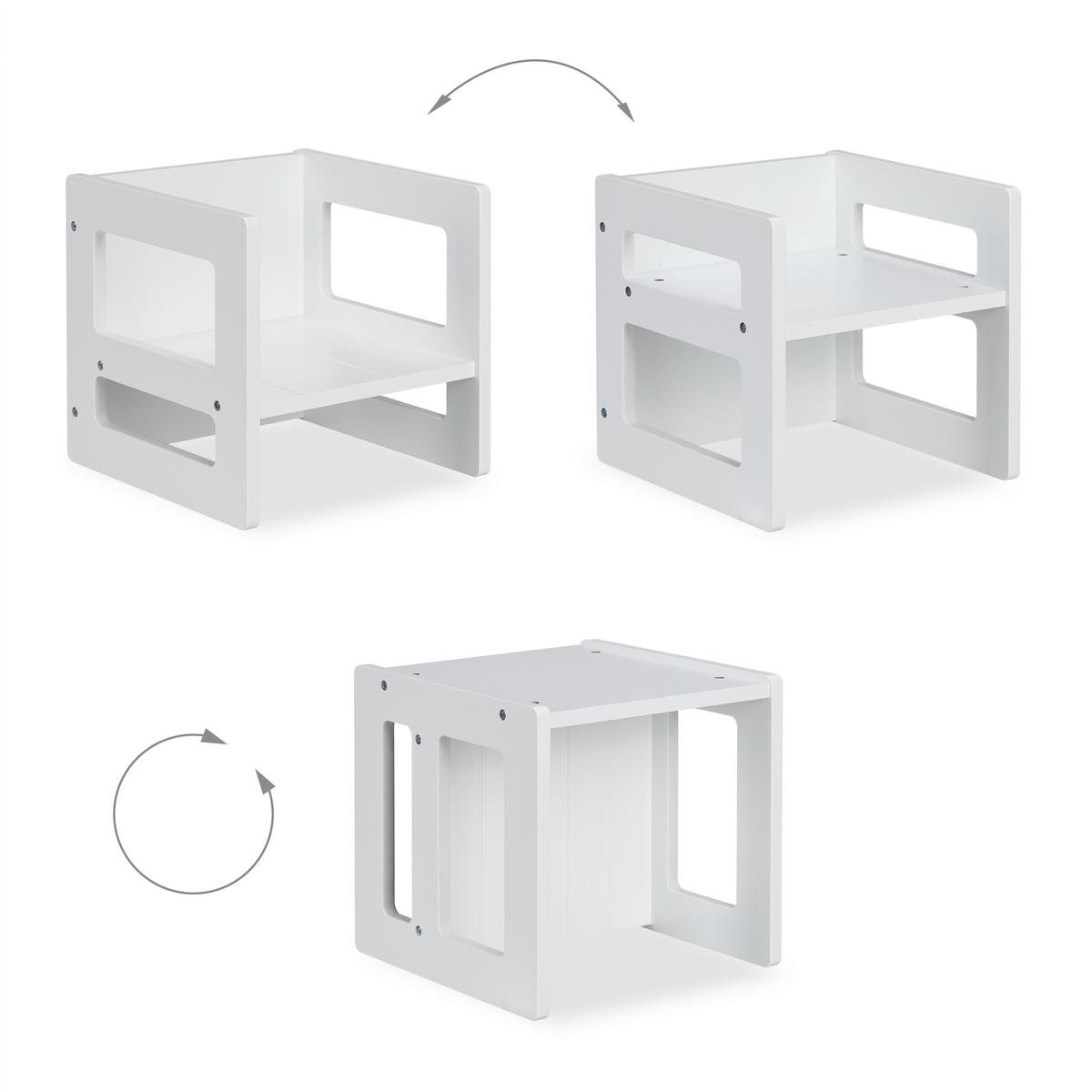 SITZHOCKER - Weiß, Holzwerkstoff (30/30/30cm) - Relaxdays