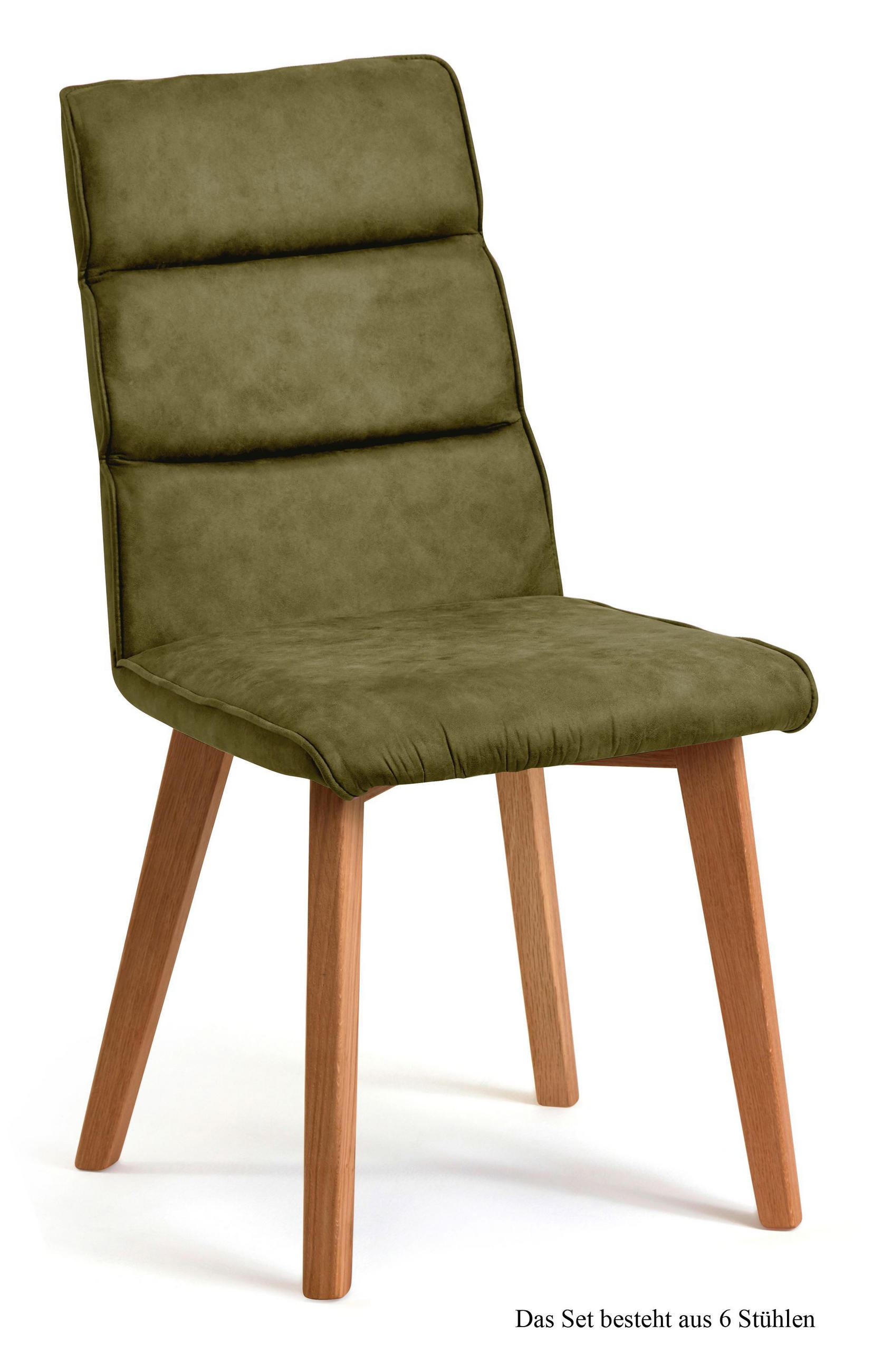 ESSZIMMERSTUHL (6er-Set) Darell 47x92x60 Eiche geölt/Olivgrün - Eichefarben/Olivgrün, Kunststoff (60/92/47cm) - 58aufmkessel
