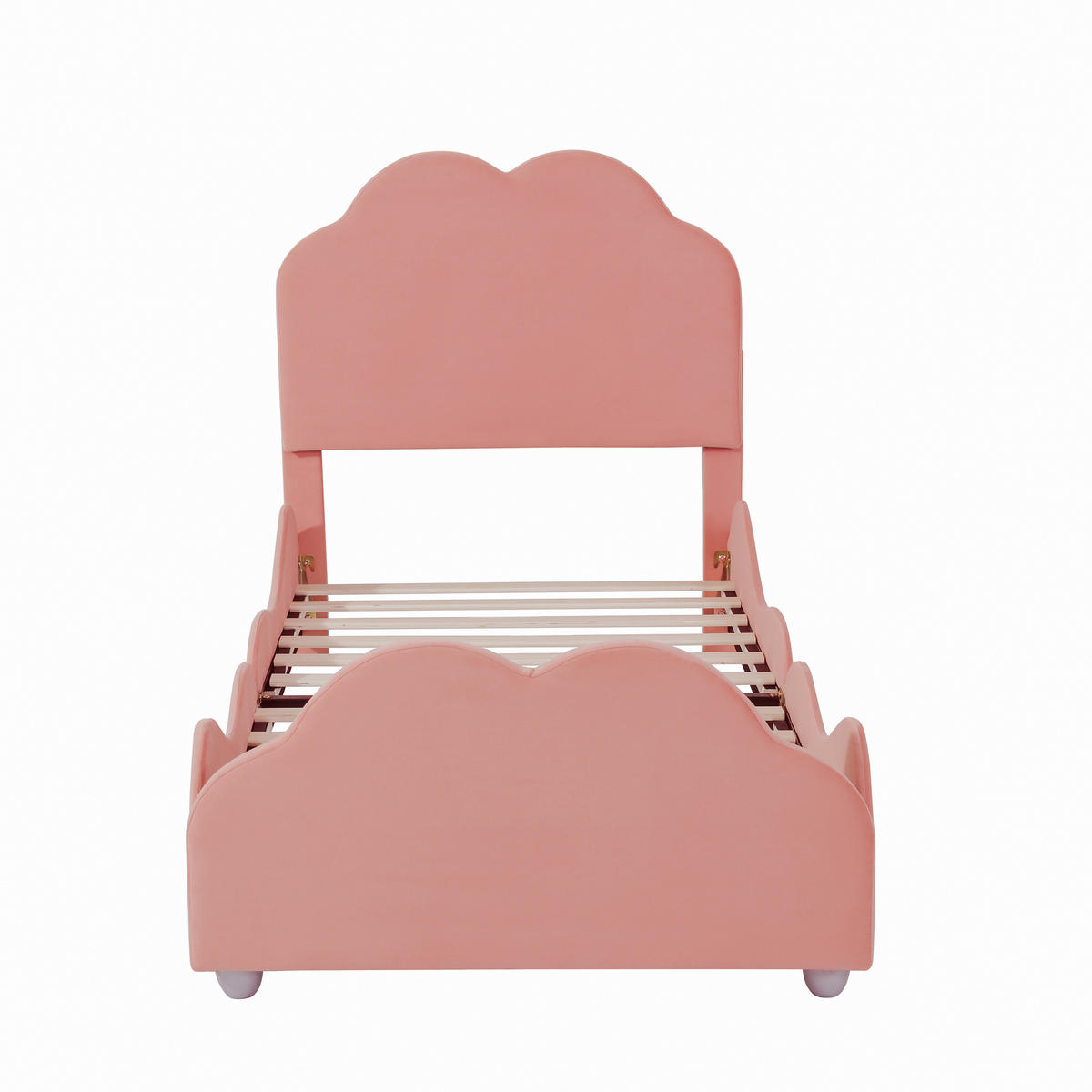 KINDERBETT 90/200 cm DE-04080, mit wolkenförmigem Kopf- und Fußteil, in Rosa - Pink, Holzwerkstoff/Metall (90/200cm) - ComfortXL