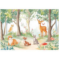 TAPETE Kinderzimmer Wald Tiere Vlies Fototapete 250x175 - Grün, Papier (250/175cm) - Wallarena
