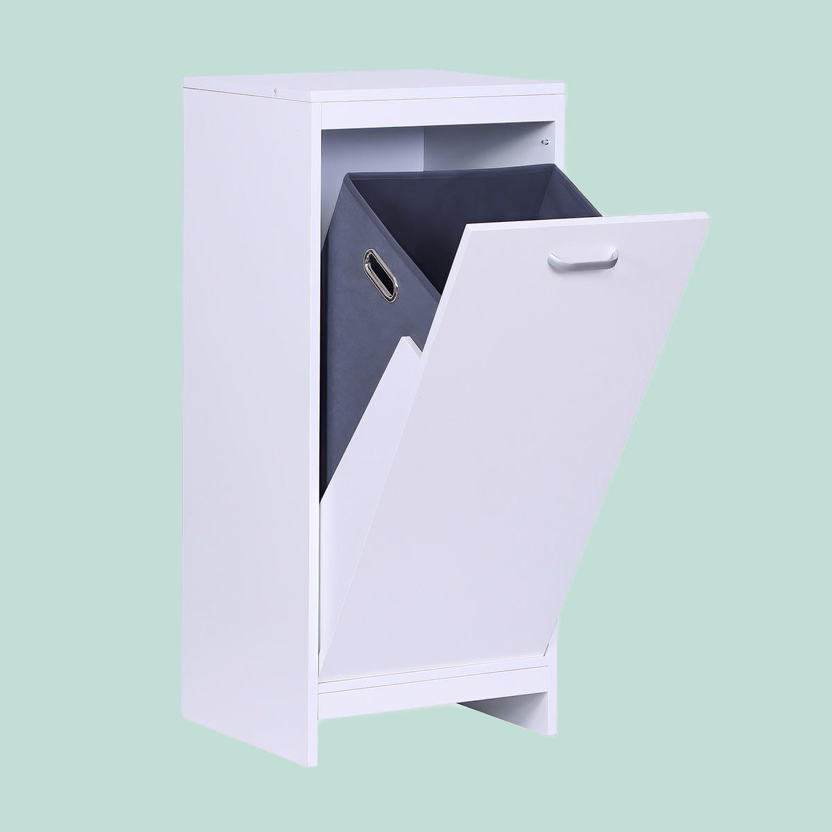 SKRIŇA na prádlo - biela, kov/kompozitné drevo (40/90/35cm) - Relaxdays