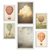 POSTER Set Mit 6 Himmelsballons A3 & A4 Weißer Rahmen - Weiß, Papier (29/3cm) - Nacnic