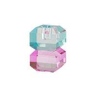KERZENHALTER Sari Eckig, Kristallglas, Blau / Rosa, H 9 cm - Blau, Glas (7/10/7cm) - Gift Company