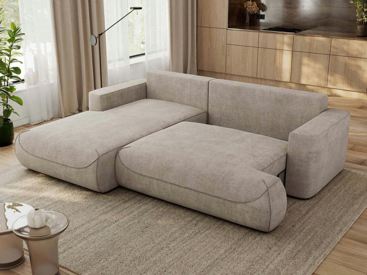 ECKSOFA OVO L Beige Struktur - Links Seite - Beige/Schwarz, Kunststoff/Textil (271/195cm) - MKS