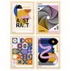 POSTER Set mit 4 Abstrakte Kubismus Formen A4 Rahmen aus hellem Holz - Beige, Papier (29.7/3cm) - Nacnic