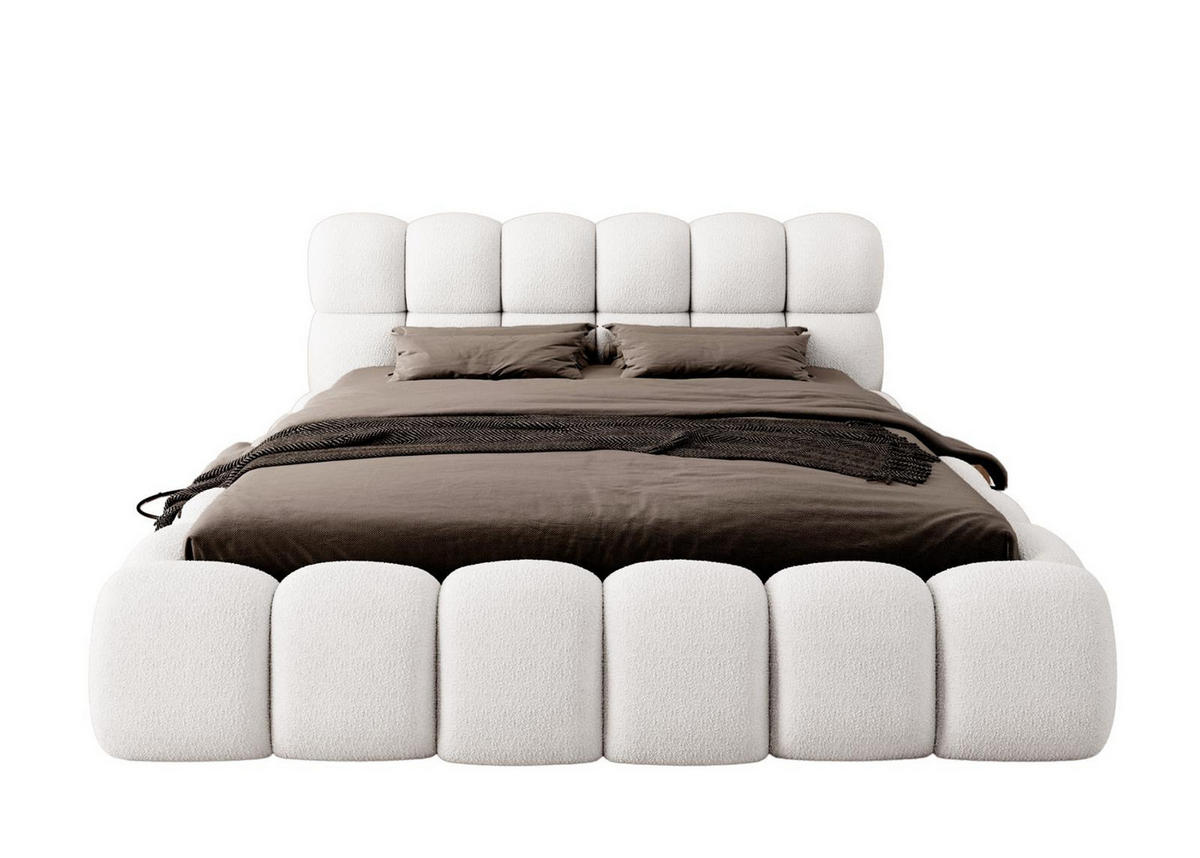 POLSTERBETT boucle BIZU 140x200 Weiß - Weiß, Holzwerkstoff (140/200cm) - Compleo24