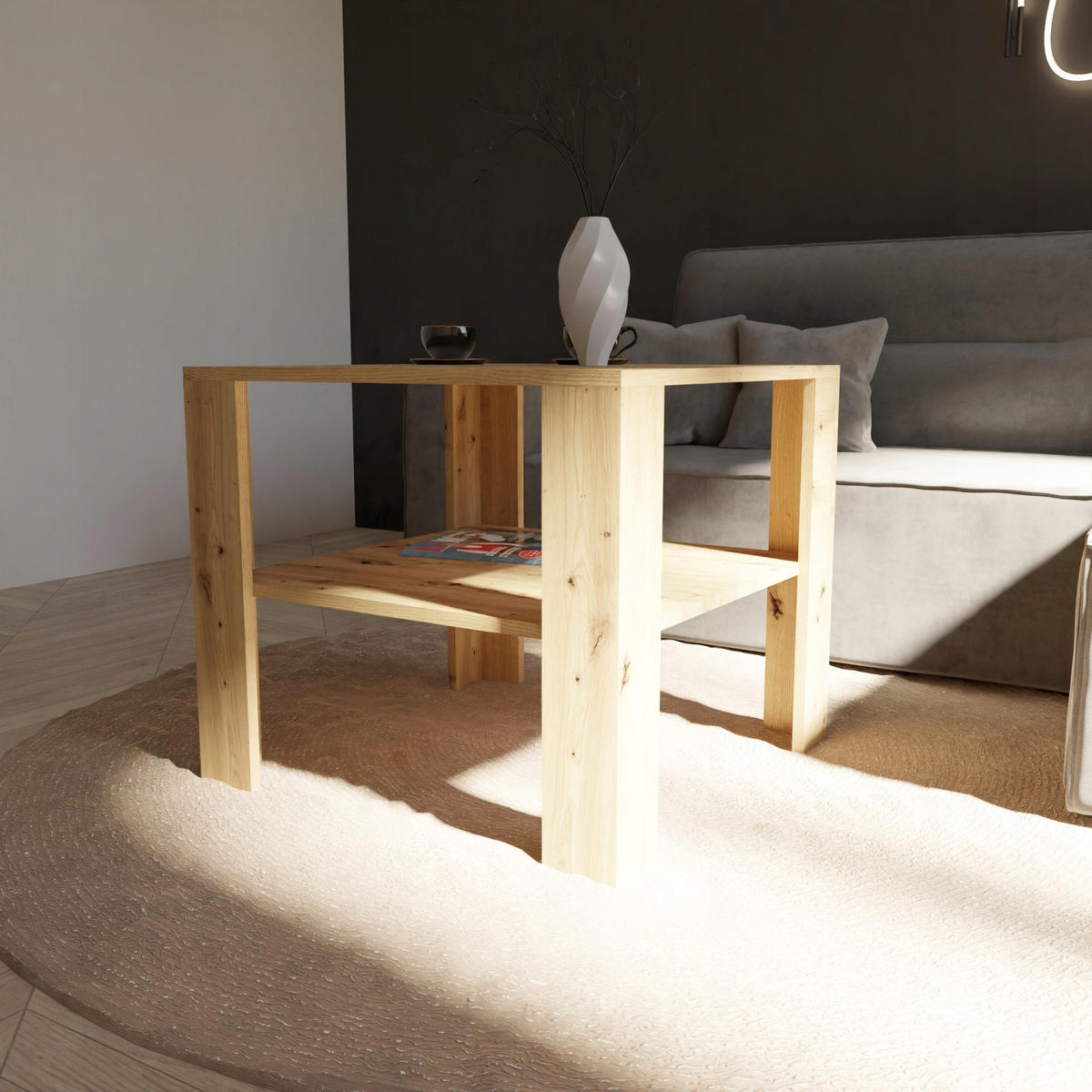 COUCHTISCH HOCH EX3 Artisan Eiche 68/68/60 cm - Eiche Artisan, Holzwerkstoff (68/68/60cm) - Matkam Möbel